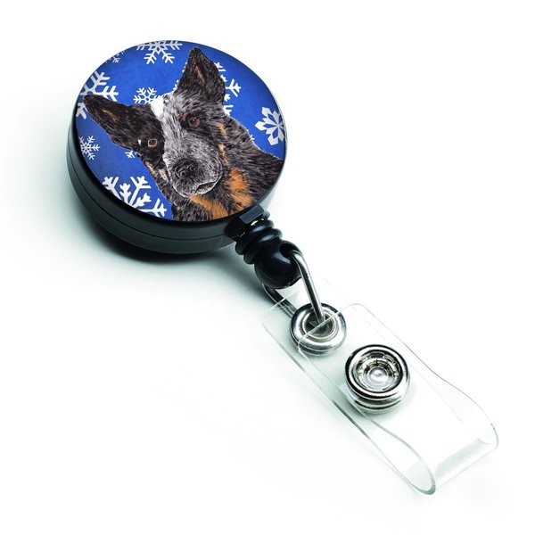 Carolines Treasures Australian Cattle Dog Winter Snowflakes Holiday Retractable Badge Reel SC9396BR